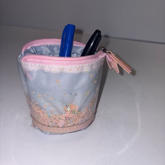 Star Confetti Telescopic Zippered Pencil Pouch Pink Silver - Picture 8 of 12